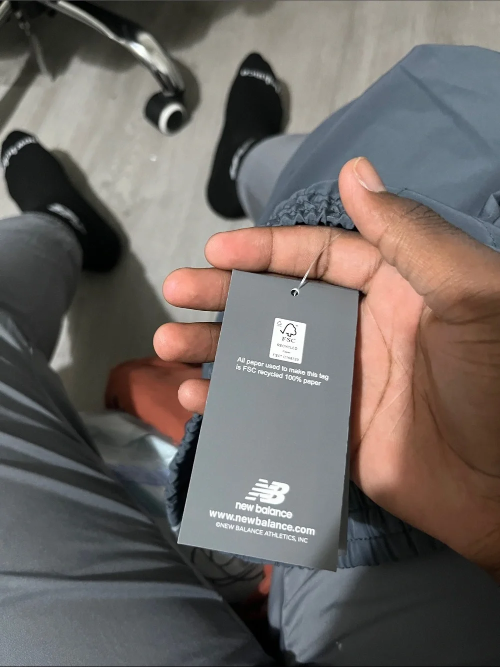 New Balance Black/Gray track joggers with White Logo and Stripe Accents